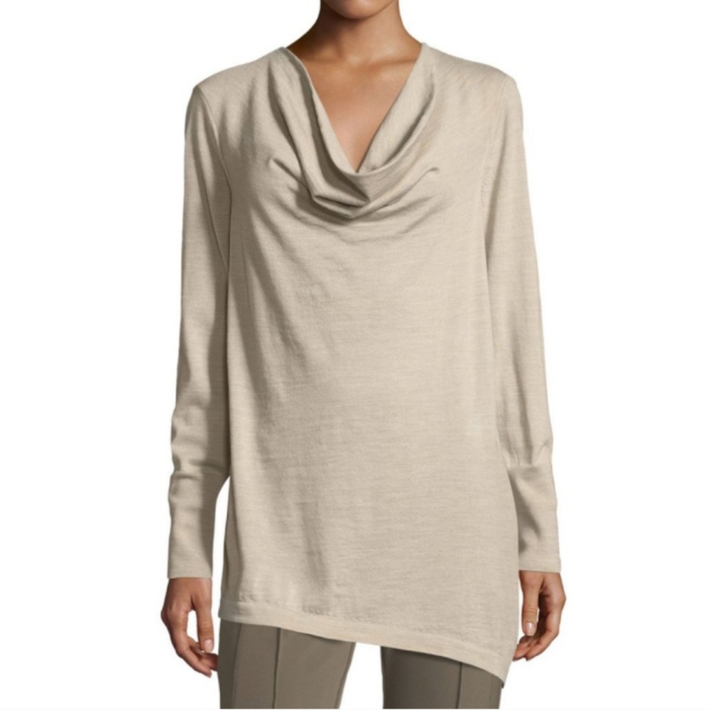 Lafayette 148 Cowl Neck Asymmetrical Wool Sweater